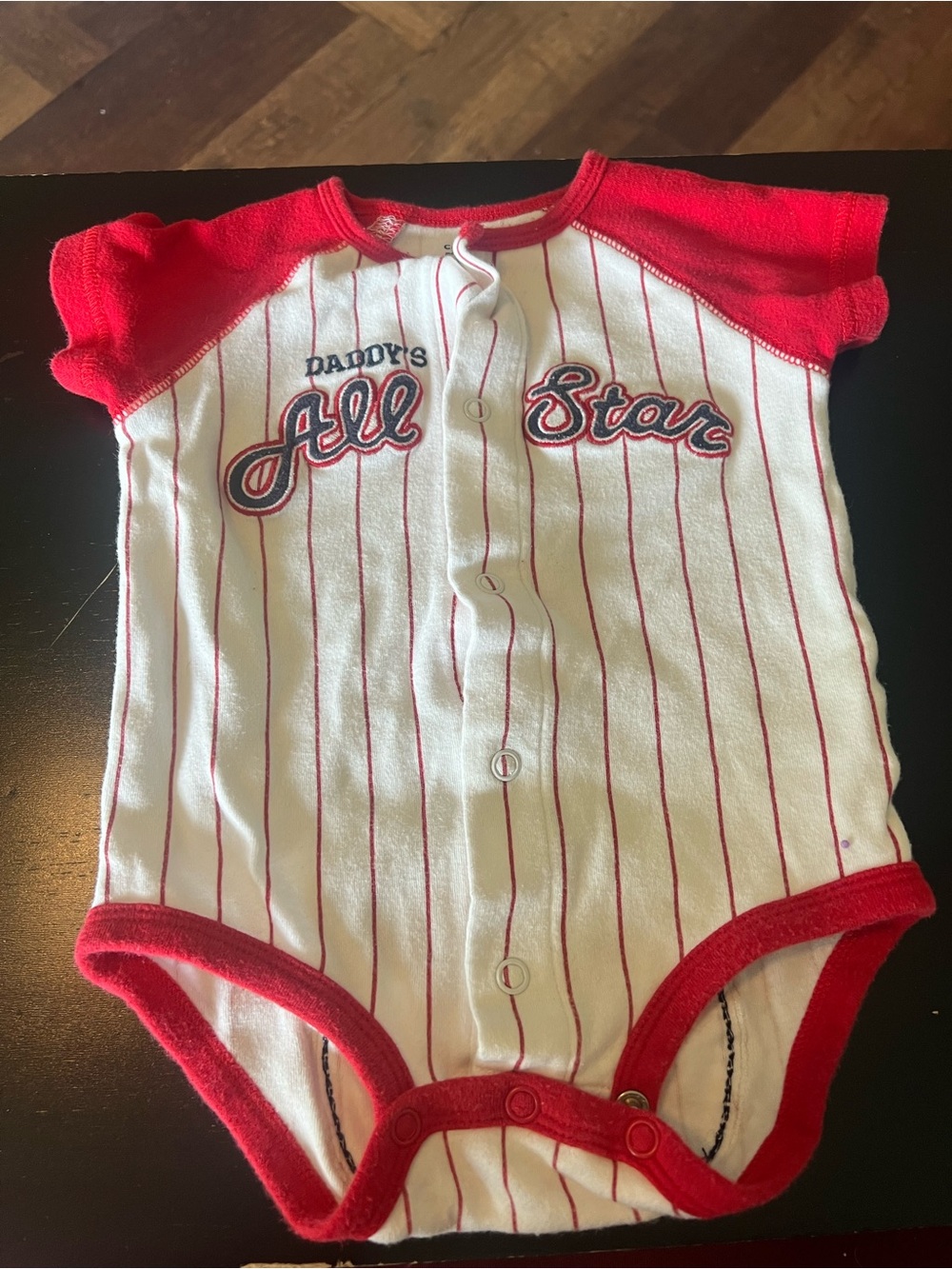 Daddy's All Star Red & White Baby One-Piece Bodysuit